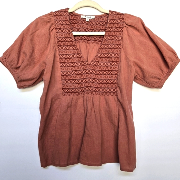 Madewell, Rust Embroidered Women's Top. Size S - Picture 8 of 8